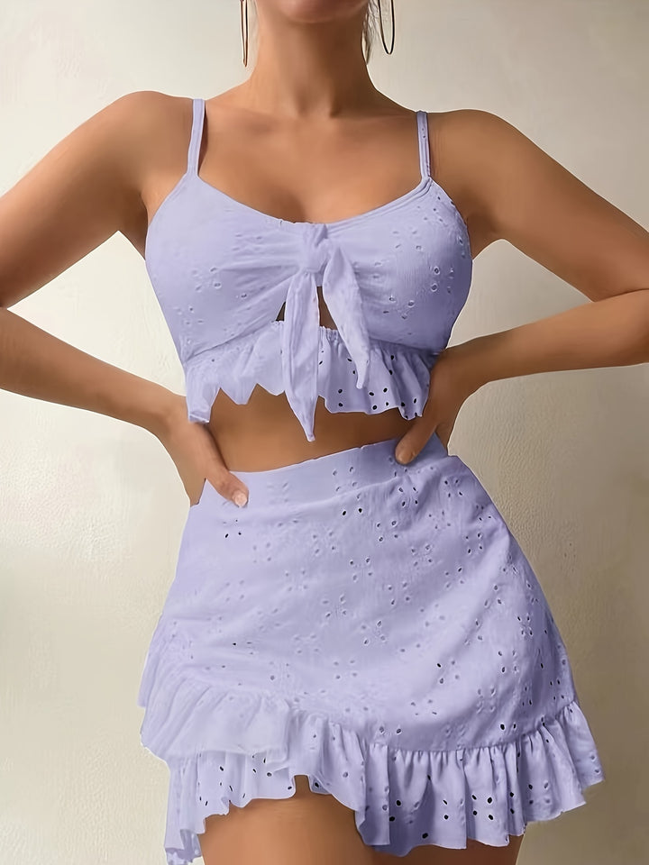 Hannah | Schattige Top met Strik en Ruffle Rok