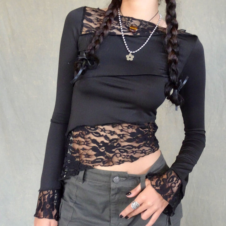 Heleen - | Elegante Kant Top met Uniek Design voor Dames