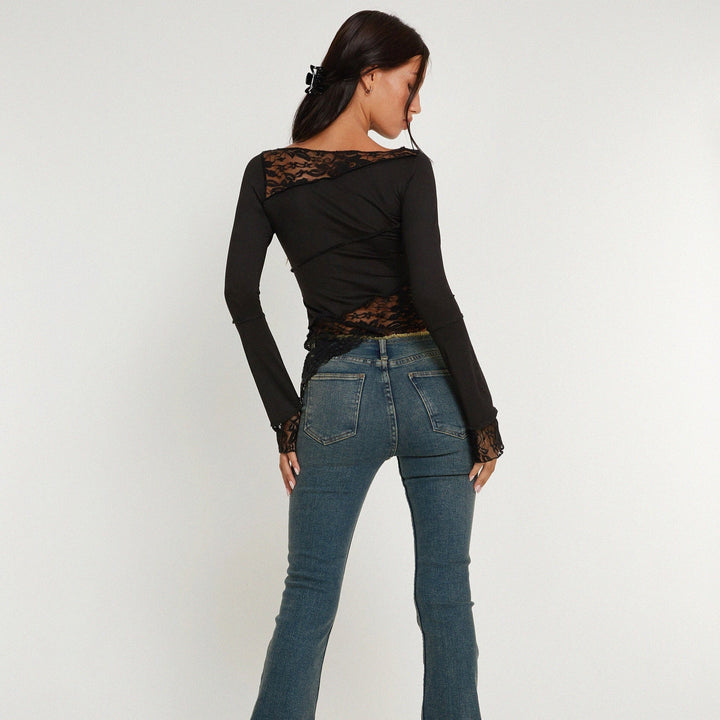 Heleen - | Elegante Kant Top met Uniek Design voor Dames