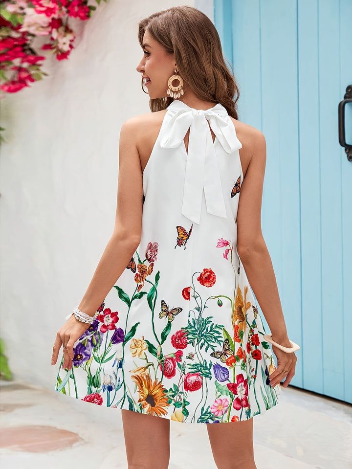 Helena | Stijlvolle Halterjurk met Bloemenprint