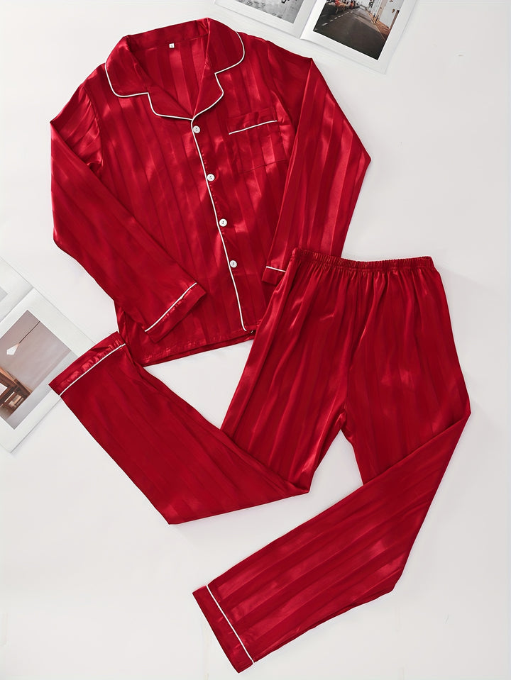 Howard | Gestreepte Rode Pyjama Set voor Heren