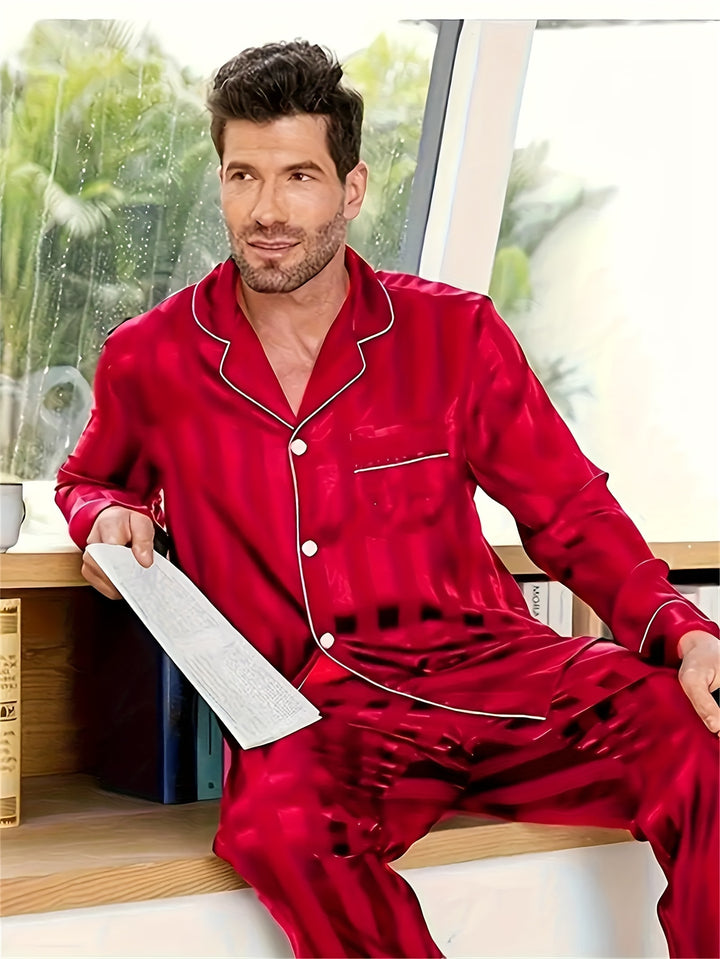Howard | Gestreepte Rode Pyjama Set voor Heren