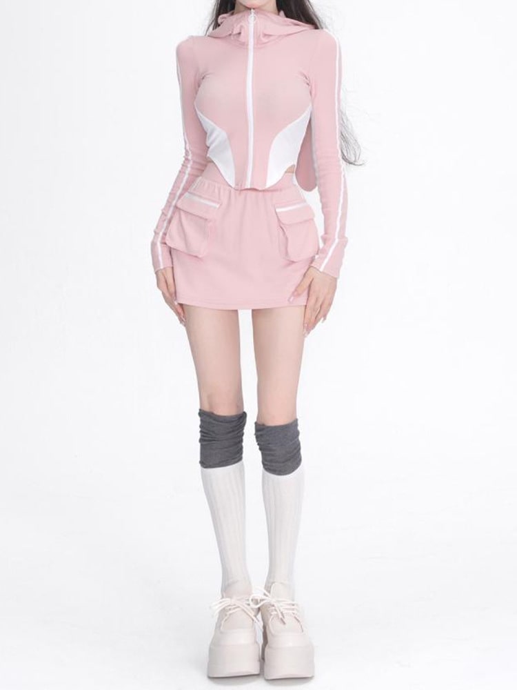 Ilona | Sportieve Hoodie & Rok Set met Opbergzakken