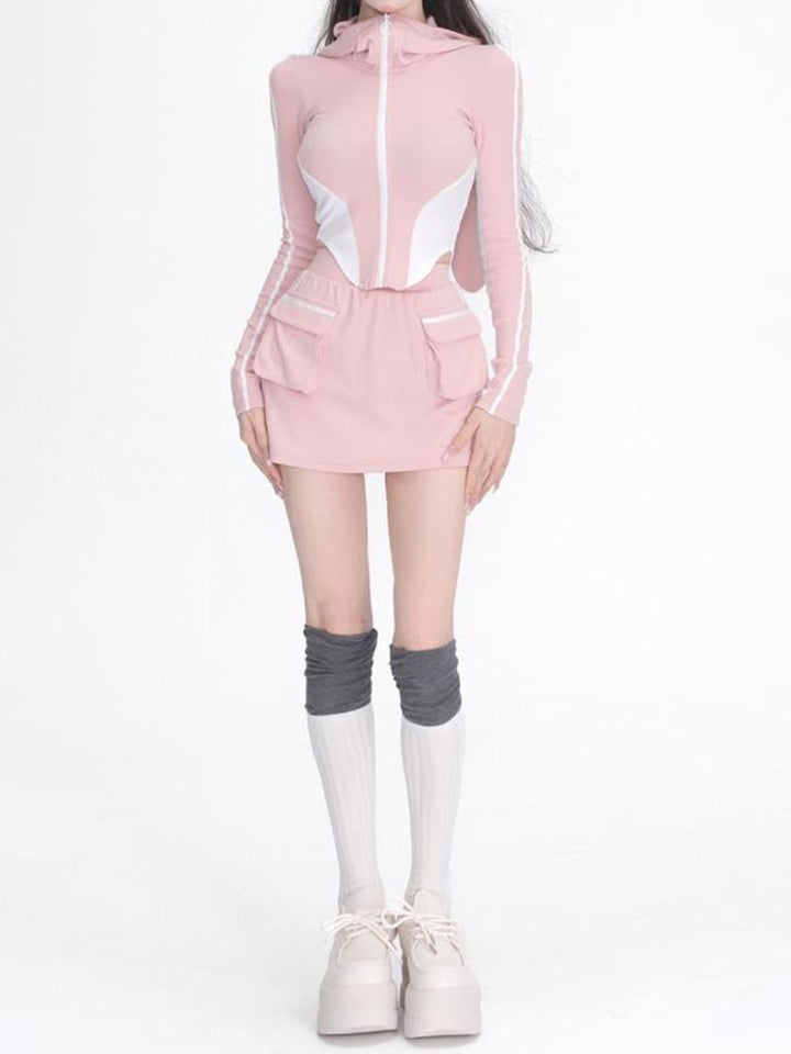 Ilona | Sportieve Hoodie & Rok Set met Opbergzakken
