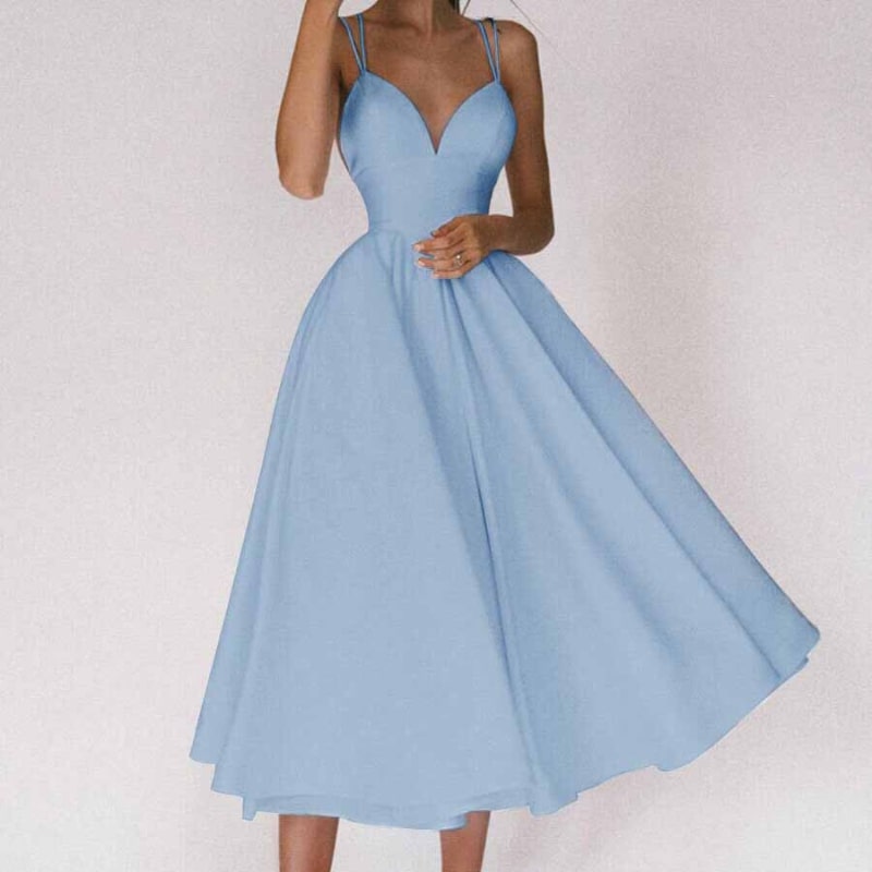 Inge | Elegante Avondjurk met V-Hals en A-Lijn Rok