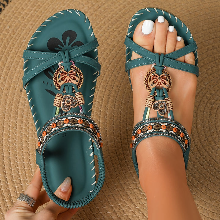 Ivy | Boho Sandalen met Strass en Etnische Details
