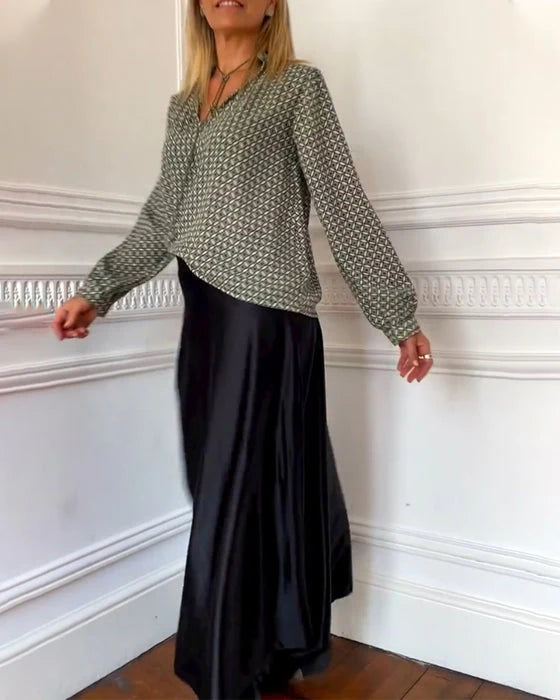 Jamy - Grafische V-Hals Blouse