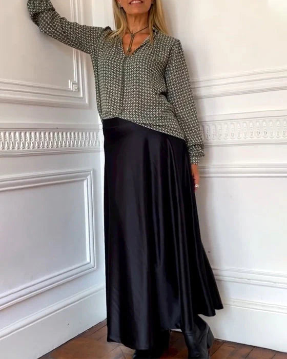 Jamy - Grafische V-Hals Blouse