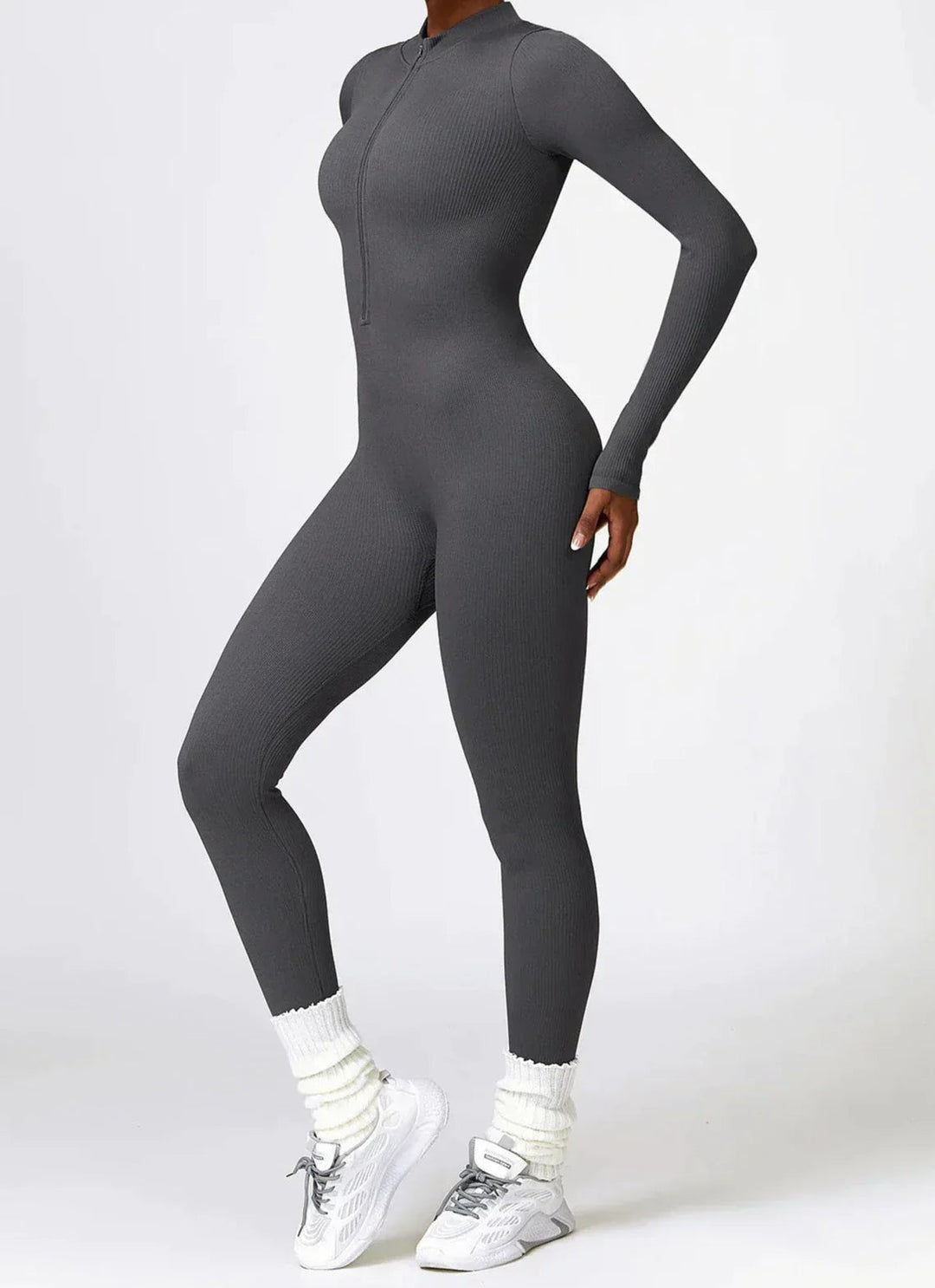 Jasmine | Sportieve Geribbelde Jumpsuit met Lange Mouwen