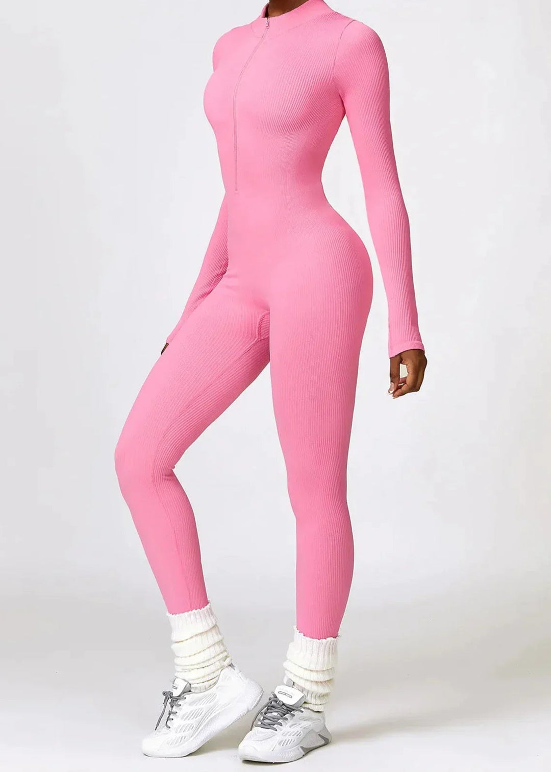 Jasmine | Sportieve Geribbelde Jumpsuit met Lange Mouwen