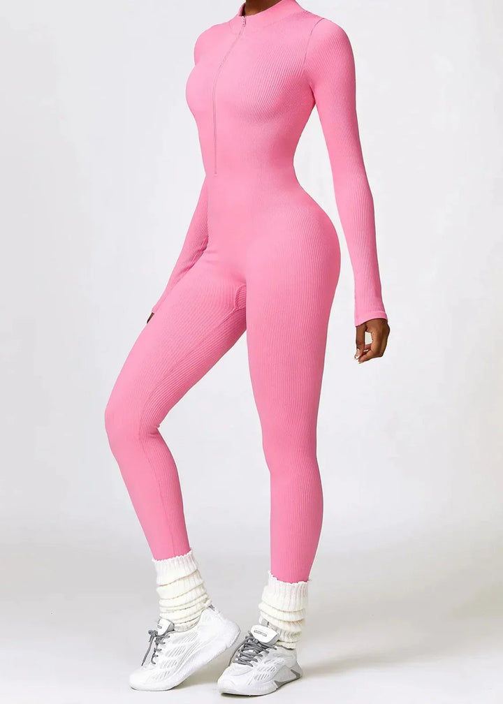 Jasmine | Sportieve Geribbelde Jumpsuit met Lange Mouwen