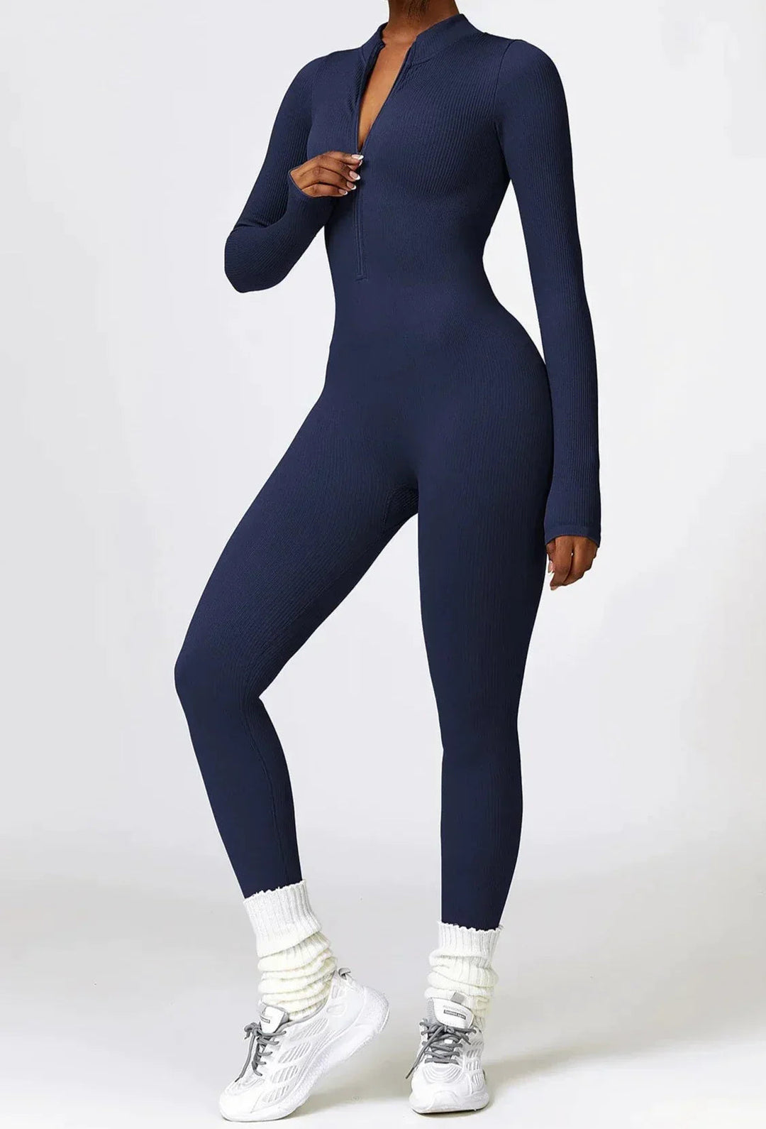 Jasmine | Sportieve Geribbelde Jumpsuit met Lange Mouwen