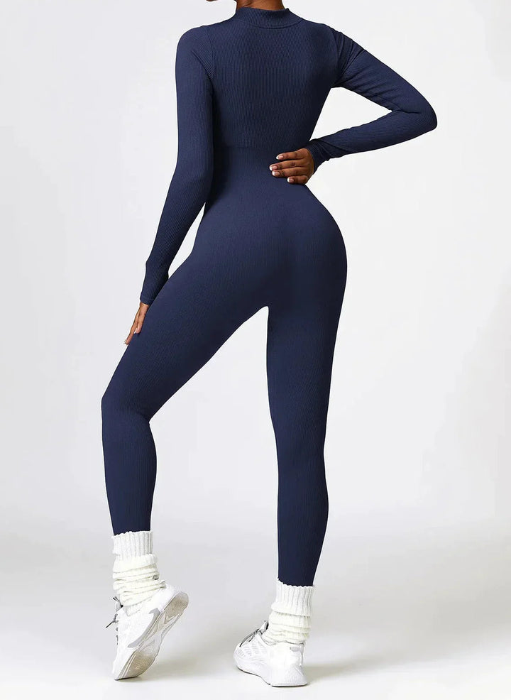 Jasmine | Sportieve Geribbelde Jumpsuit met Lange Mouwen