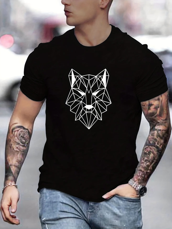 Jason | T-shirt met geometrische wolvenprint voor heren