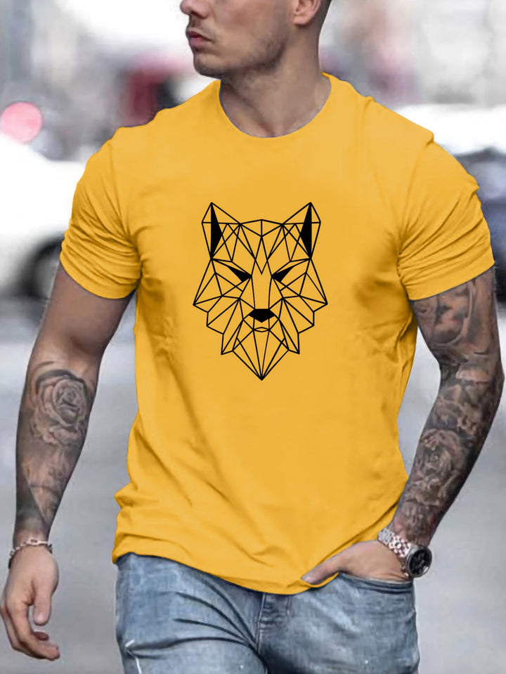 Jason | T-shirt met geometrische wolvenprint voor heren