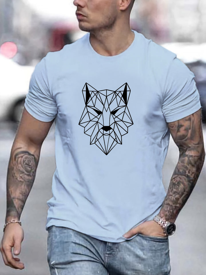 Jason | T-shirt met geometrische wolvenprint voor heren