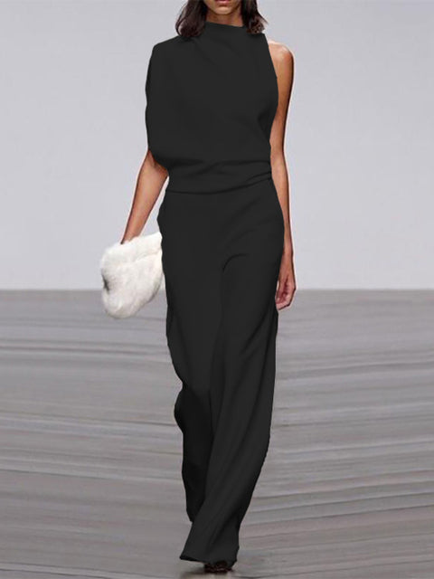 Jayleen | Luxe One-Shoulder Jumpsuit met Wijde Pijpen voor Trendy Vrouwen