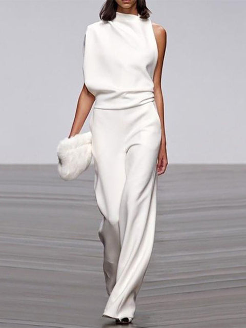 Jayleen | Luxe One-Shoulder Jumpsuit met Wijde Pijpen voor Trendy Vrouwen