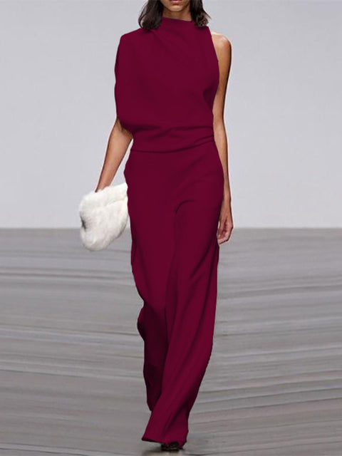 Jayleen | Luxe One-Shoulder Jumpsuit met Wijde Pijpen voor Trendy Vrouwen