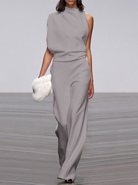 Jayleen | Luxe One-Shoulder Jumpsuit met Wijde Pijpen voor Trendy Vrouwen