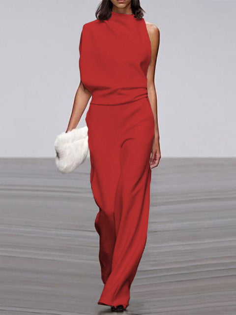Jayleen | Luxe One-Shoulder Jumpsuit met Wijde Pijpen voor Trendy Vrouwen