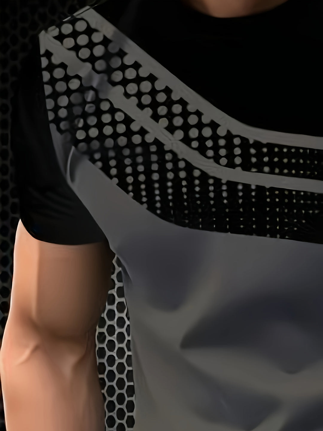 Jeffrey | Stijlvol Zwart-Grijs T-shirt met Digitale 3D Print voor Mannen