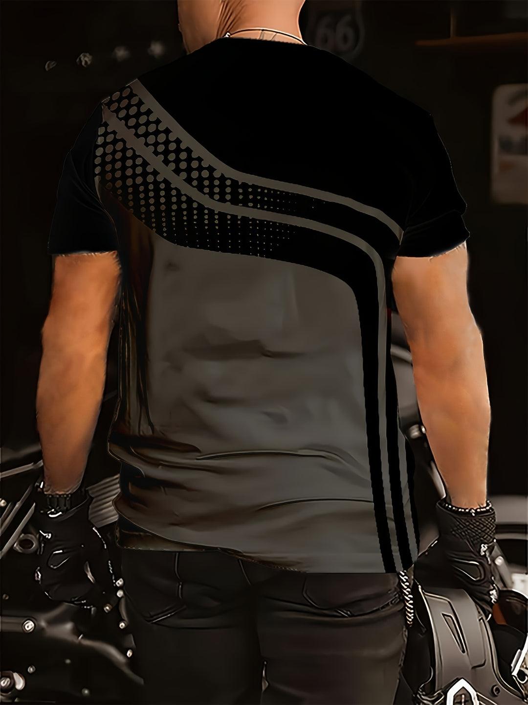 Jeffrey | Stijlvol Zwart-Grijs T-shirt met Digitale 3D Print voor Mannen