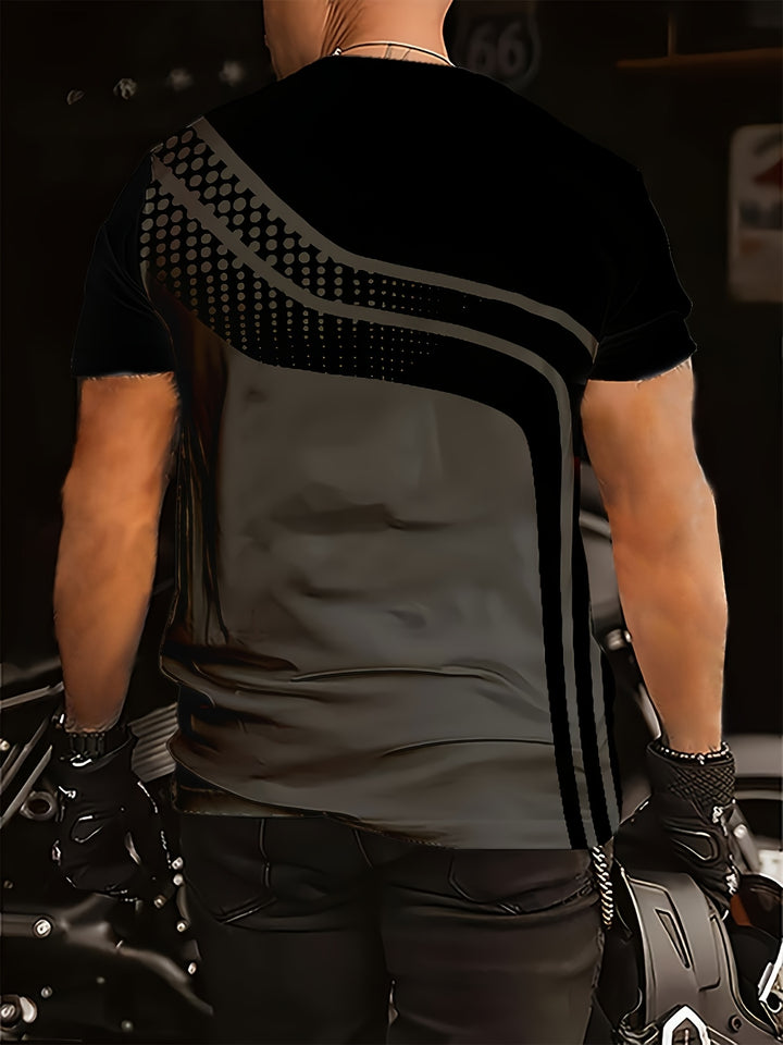 Jeffrey | Stijlvol Zwart-Grijs T-shirt met Digitale 3D Print voor Mannen