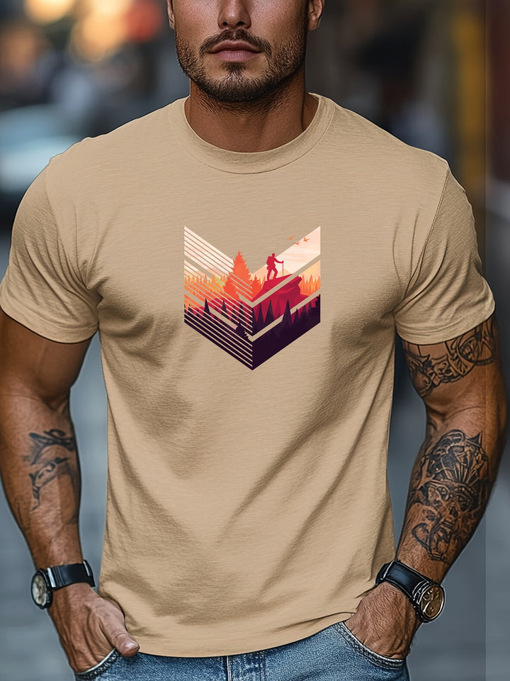 Joel | Heren T-Shirt met Bergbeklimmen Print - Casual en Ademend