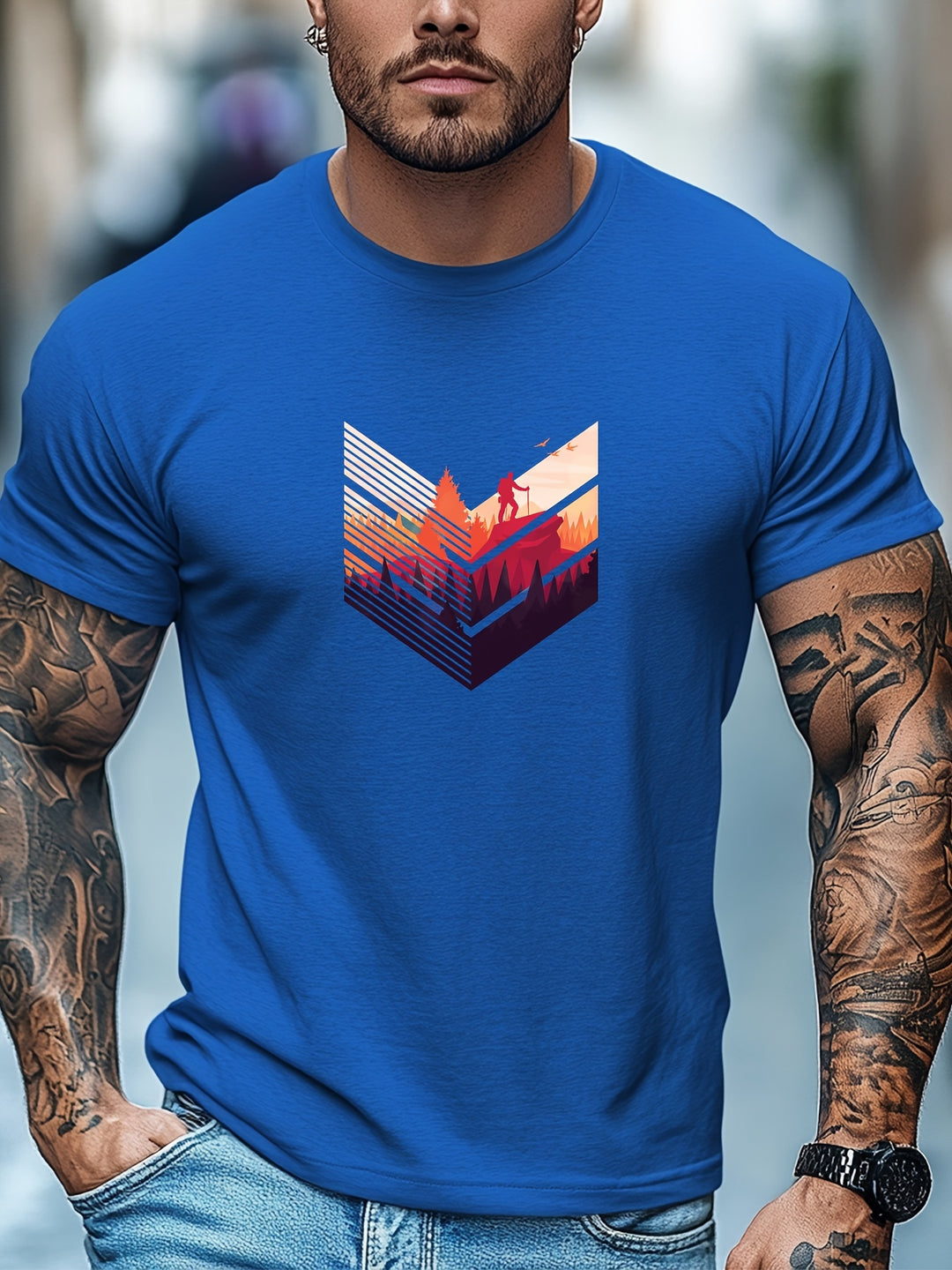Joel | Heren T-Shirt met Bergbeklimmen Print - Casual en Ademend