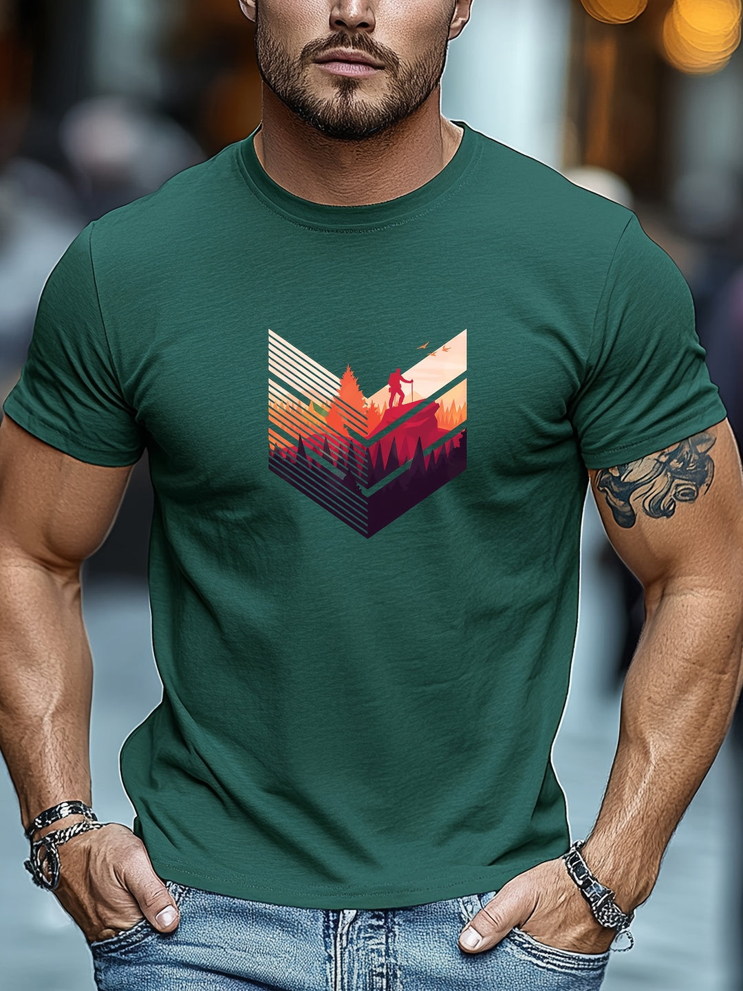 Joel | Heren T-Shirt met Bergbeklimmen Print - Casual en Ademend