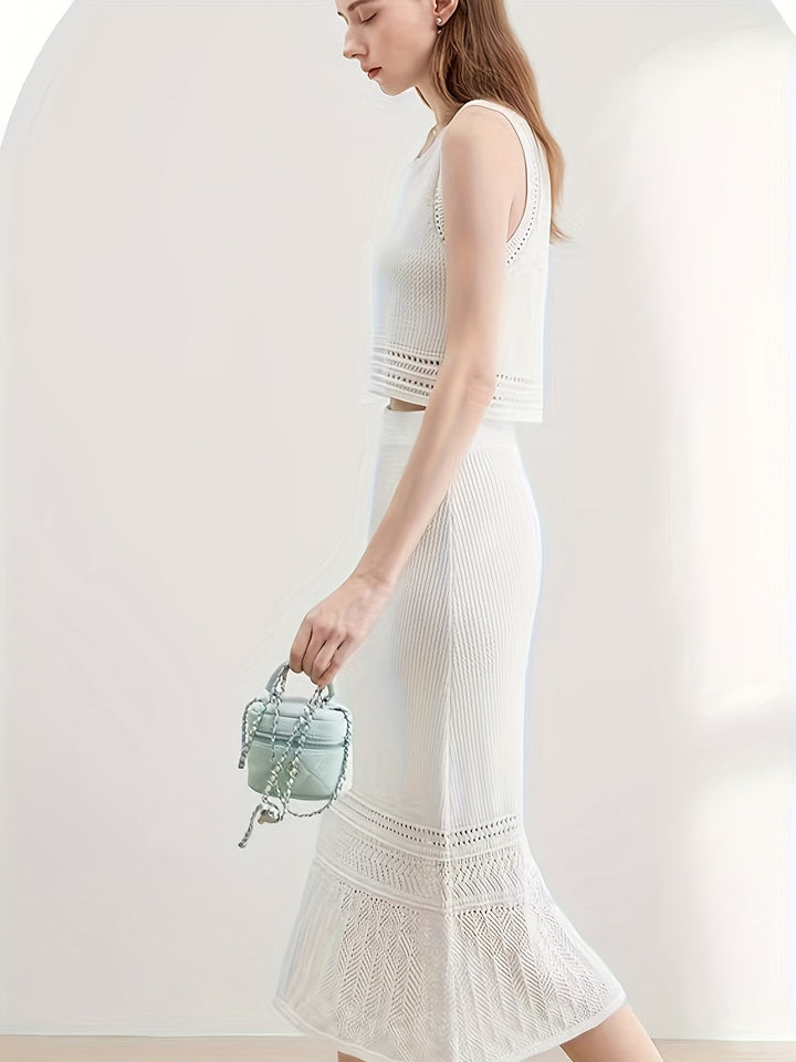 Jolijn | Stijlvolle Gebreide Midi Set met Elegant Design