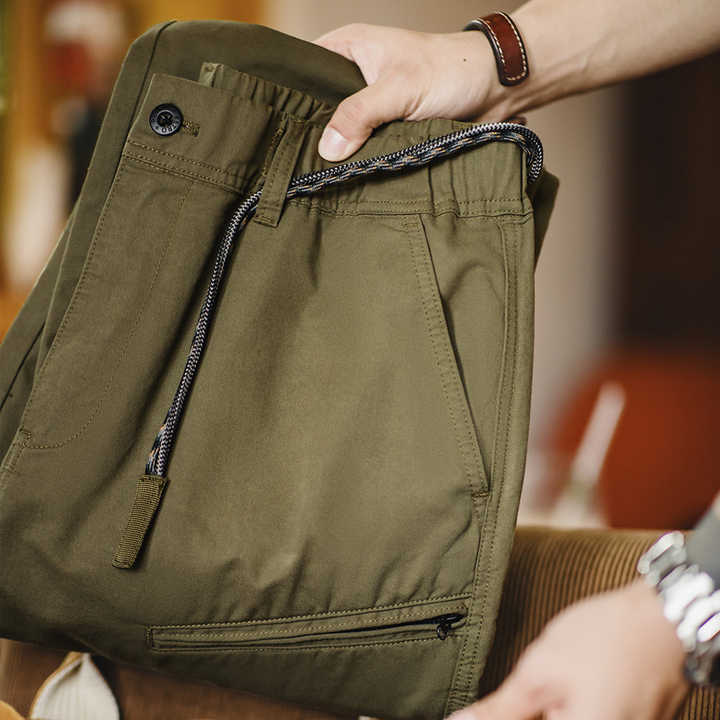 Joris | Retro Cargo Broek met Dubbele Plooi & Trekkoord