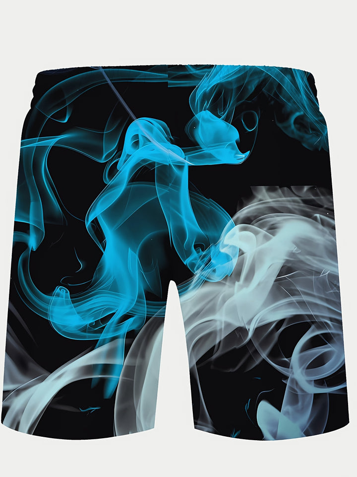 Joris | Geometrische Zwarte Zwemshort met Blauwe Accenten