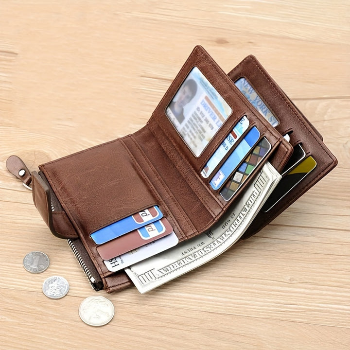 Julian | Vintage Herenportemonnee met RFID Bescherming & Ritsvak