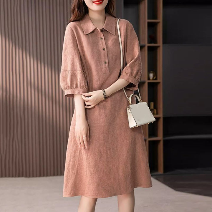 Kaat | Elegante Midi Jurk met Knoopsluiting
