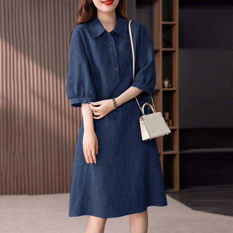 Kaat | Elegante Midi Jurk met Knoopsluiting