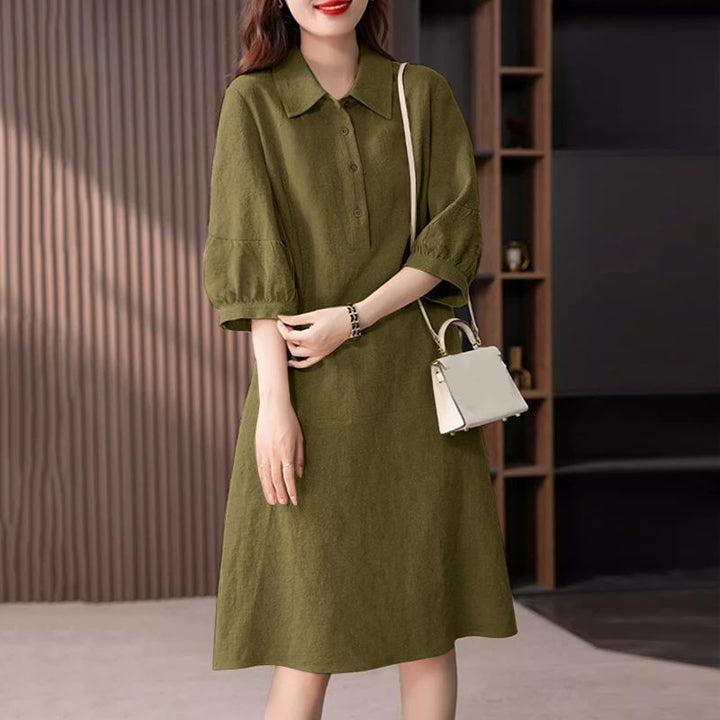 Kaat | Elegante Midi Jurk met Knoopsluiting