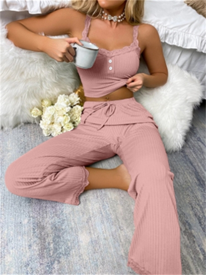 Kate | Zachte en Comfortabele Effen Kleur Tweedelige Damespyjama Set