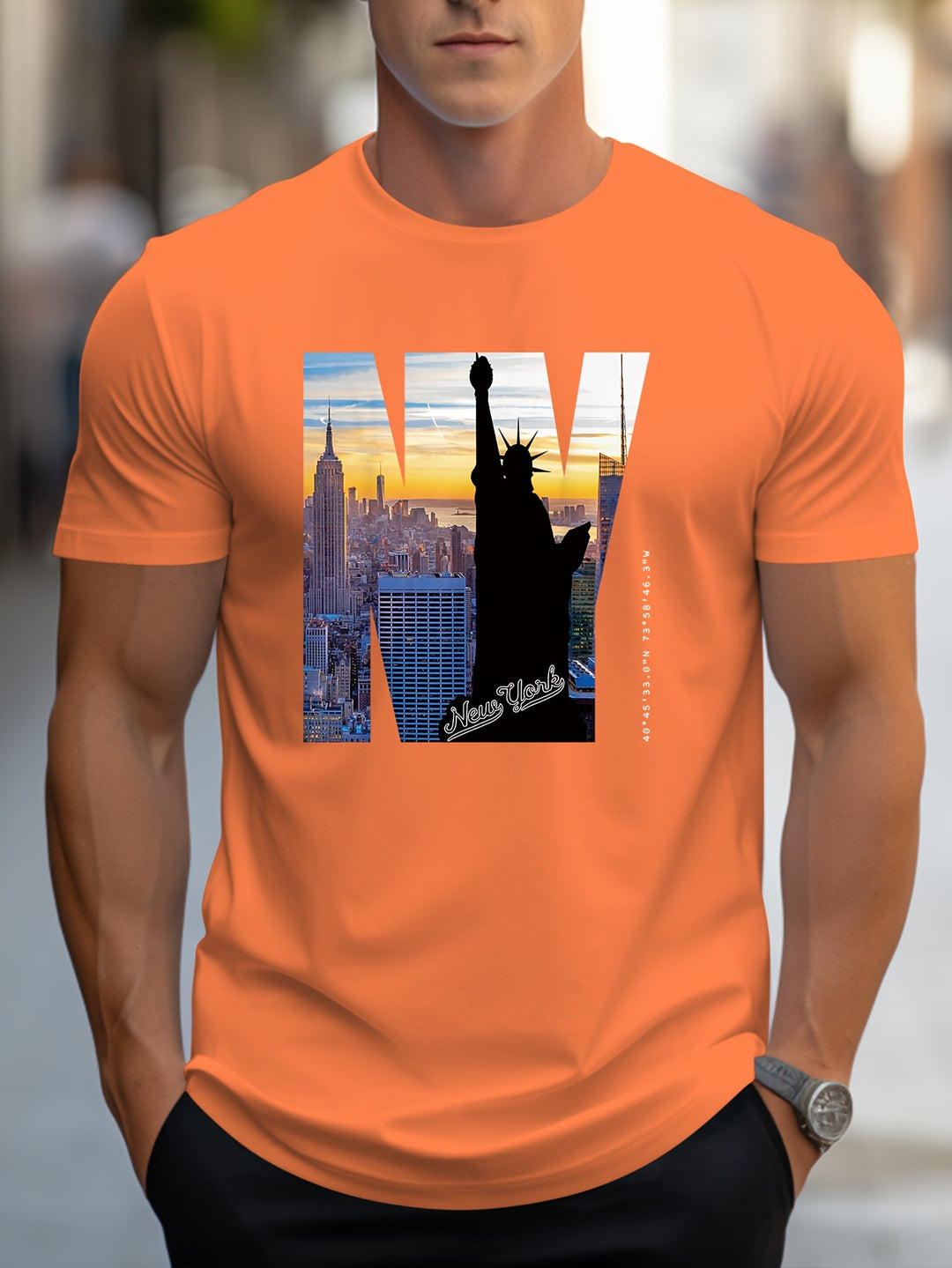 Kevin | NY Grafisch T-shirt met Statue of Liberty