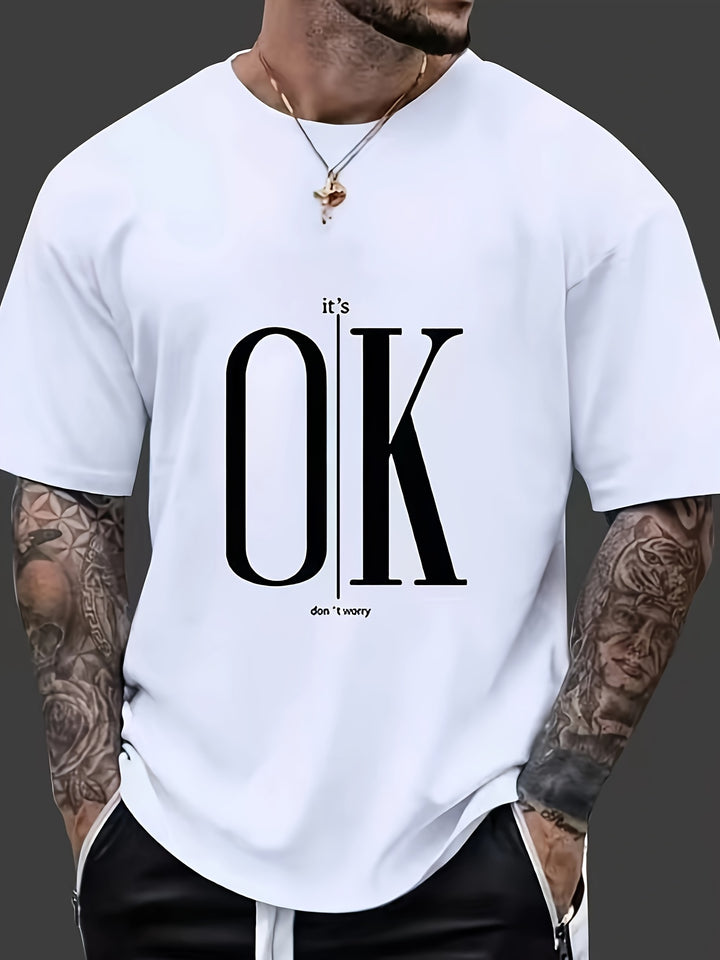 Kyle | T-shirt met Geometrische 'OK' Print – Casual & Trendy