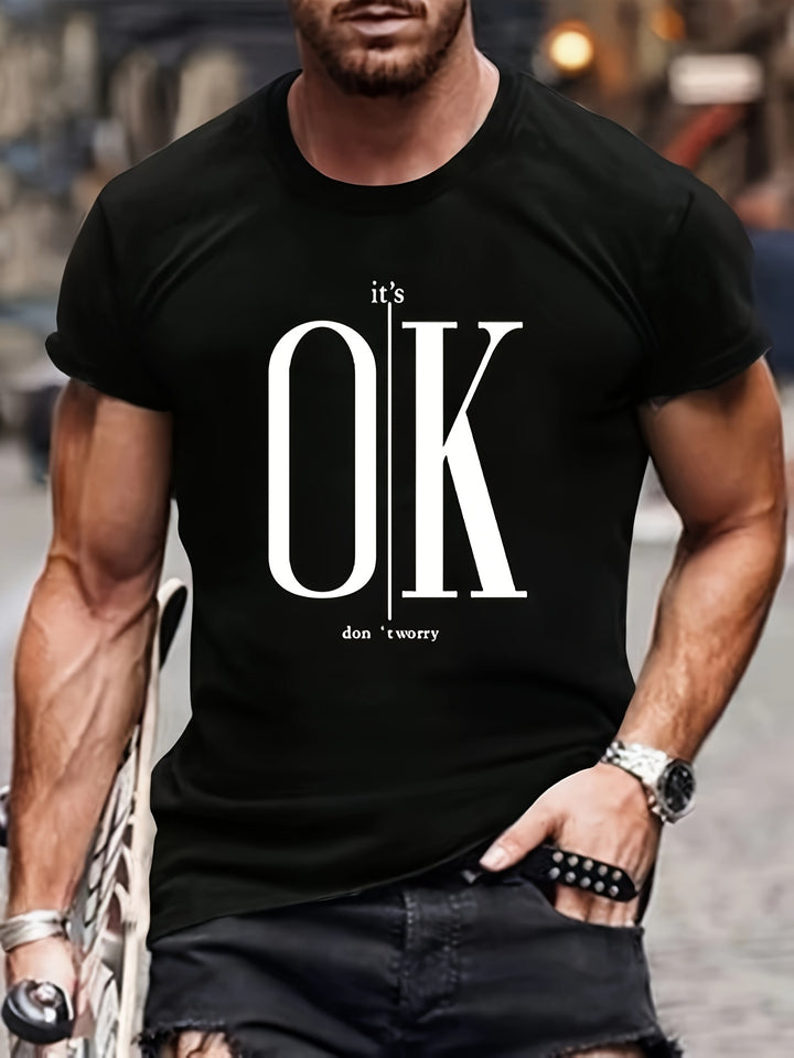 Kyle | T-shirt met Geometrische 'OK' Print – Casual & Trendy