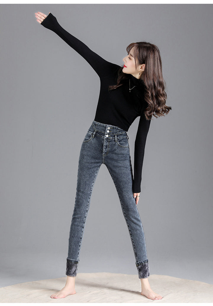 Lainey™ | Stijlvolle Thermische Hoge Taille Skinny Jeans voor Dames