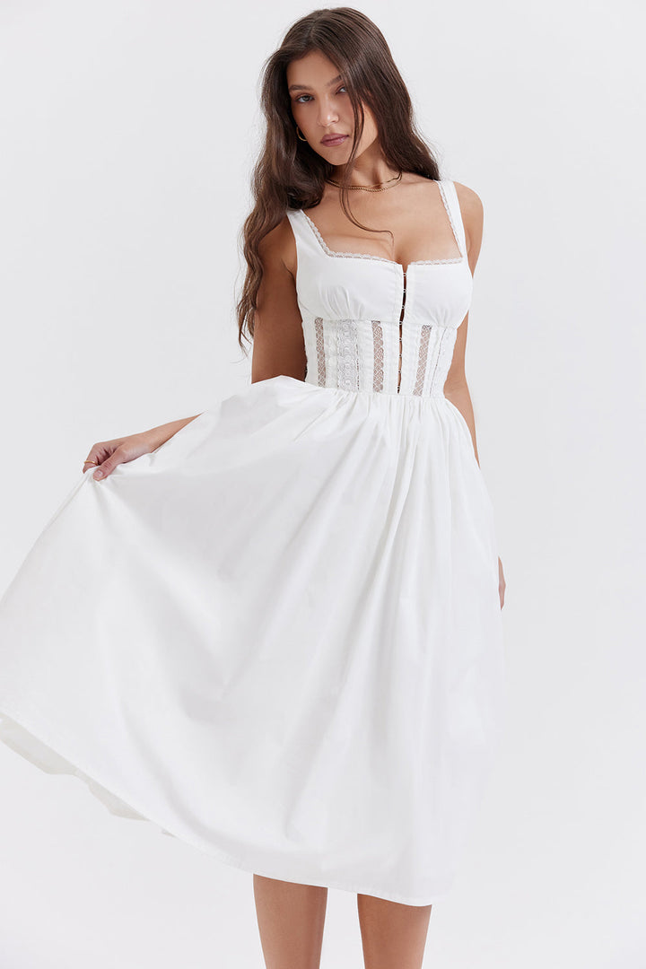 Lena | Elegante Kanten Midi Jurk voor Vrouwen