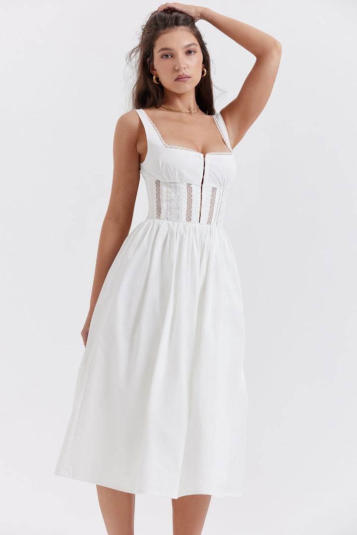 Lena | Elegante Kanten Midi Jurk voor Vrouwen