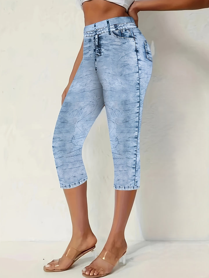 Liliana | Vrouwen Rekbare Denim Capri Broekjes