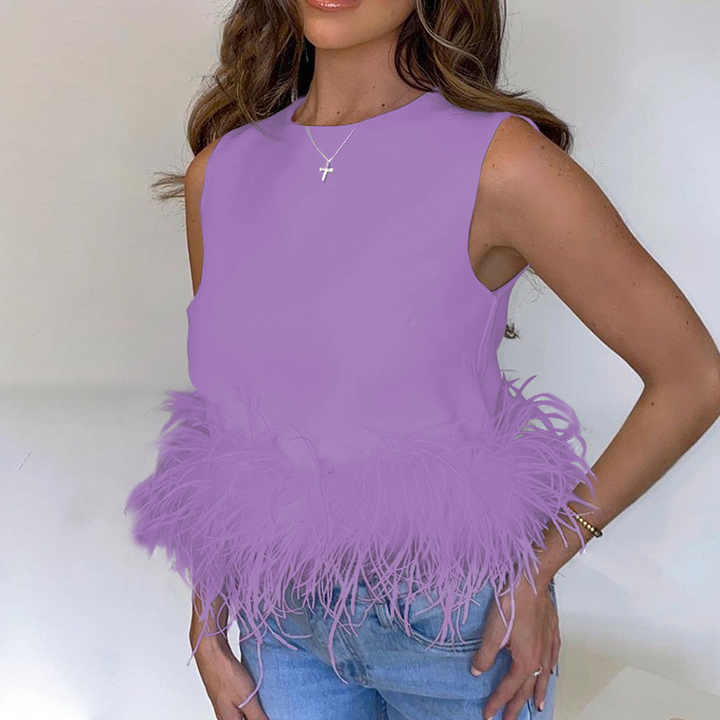 Lilliana | Elegante Mouwloze Top met Veeraccent