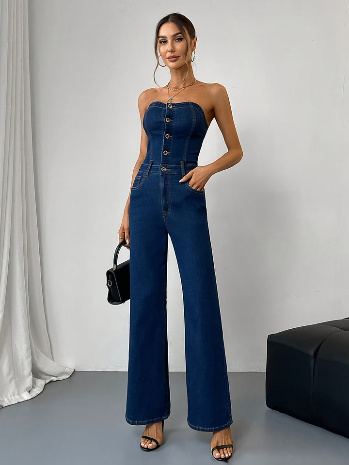 Lily | Stijlvolle Denim Flared Jumpsuit voor Dames