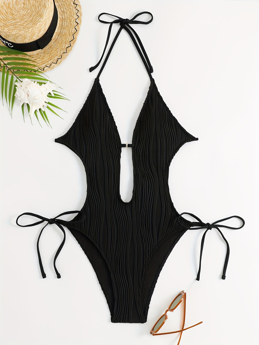 Lily | Sexy Eendelig Badpak Met Strikken | Stijlvolle Gestructureerde Strandkleding