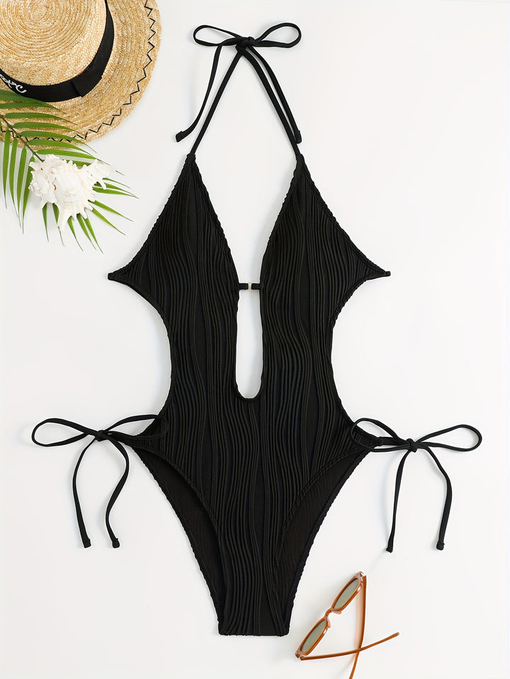 Lily | Sexy Eendelig Badpak Met Strikken | Stijlvolle Gestructureerde Strandkleding
